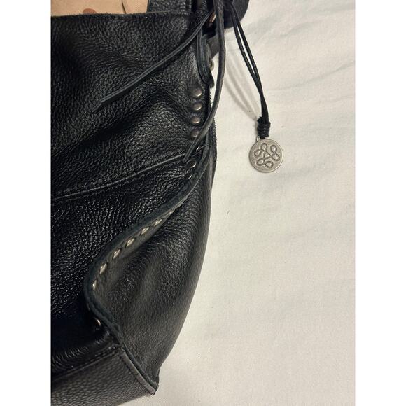 The SAK Silverlake Black Pebble Leather Studded Fringe Crossbody Shoulder Bag - Picture 11 of 13